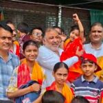 परिवहन मंत्री दयाशंकर सिंह ने किया कन्या पूजन:बलिया में शारदीय नवरात्र की नवमी पर देवी मंदिरों गूंजे जयकारे