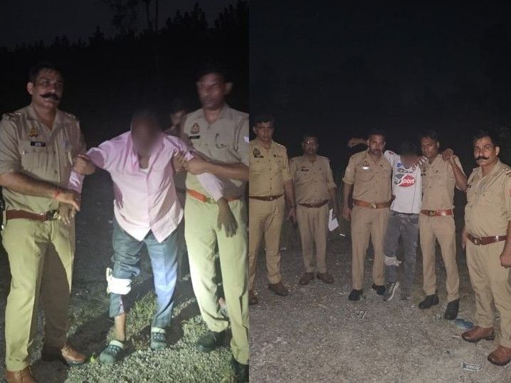 सहारनपुर के रायपुर-हथिनीकुंड रोड पर मुठभेड़...दो बदमाश अरेस्ट:उत्तराखंड और मेरठ से बाइक रेहड़ा पर चोरी करने आए थे, दोनों के पैर में गोली लगी, एक बदमाश फरार